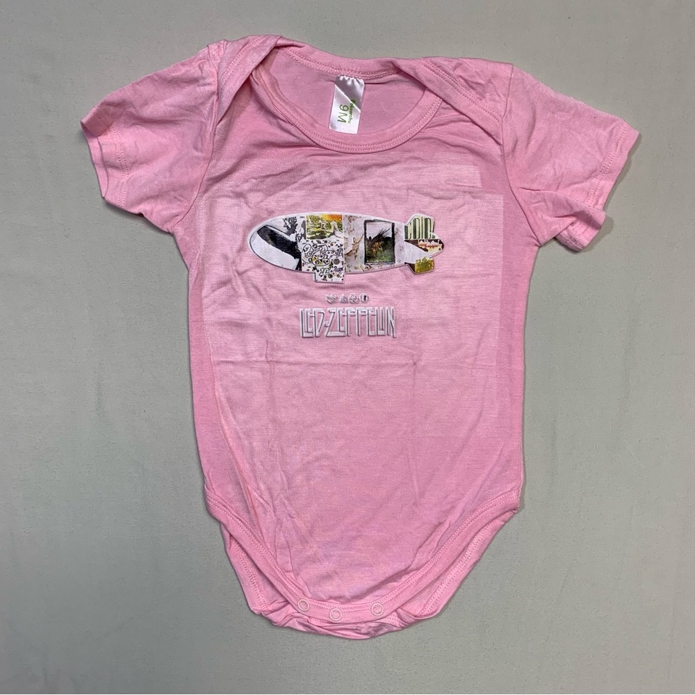 NWOT Led Zeppelin Infant Baby Newborn Onesie 9 Months Pink Blimp Classic Rock